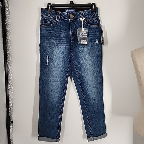 NEW Democracy Ab Solution Size 4 Slimming Pants Blue Ankle Skimmer Pants - Picture 2 of 11